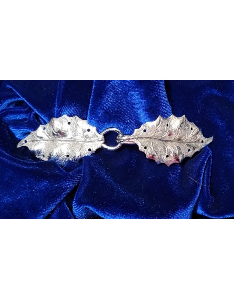 Cloakmakers.com Holly Leaves Cloak Clasp - Silver Tone Plated