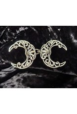 Cloakmakers.com Filigree Crescent Moon Cloak Clasp - Silver Tone Plated