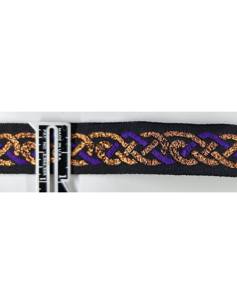 Cloakmakers.com Celtic Knot Trim, Purple/Copper on Black - DISCONTINUED