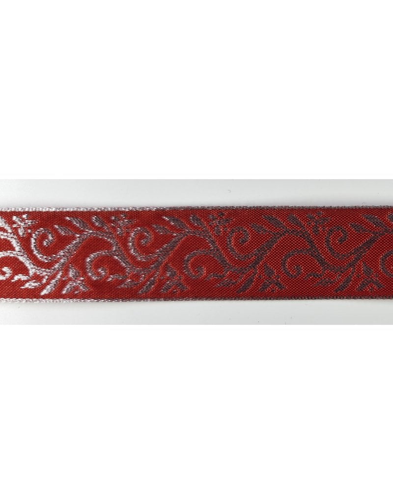 Cloakmakers.com Formal Vine Trim, Silver on Red