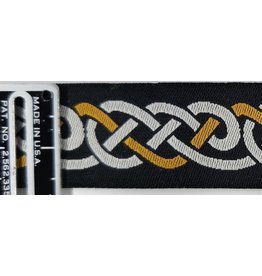 Cloakmakers.com Celtic Knot Trim, Grey/Amber on Black - DISCONTINUED