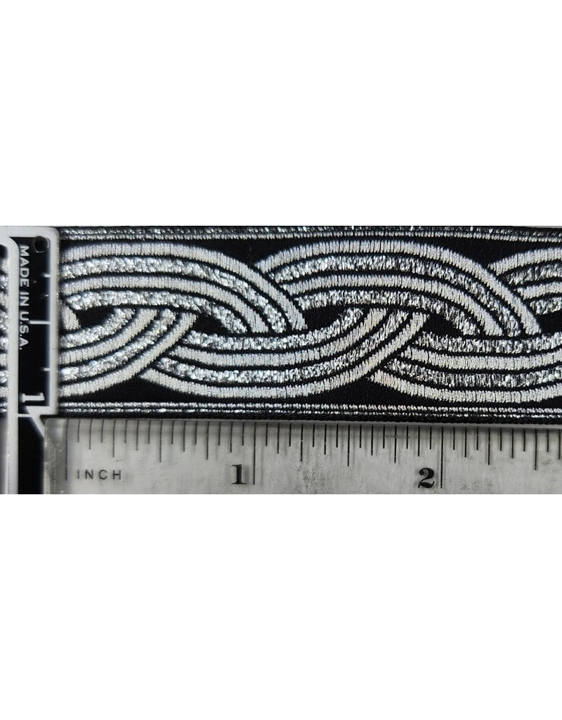 Cloakmakers.com Braid Trim, Silver on Black - Small