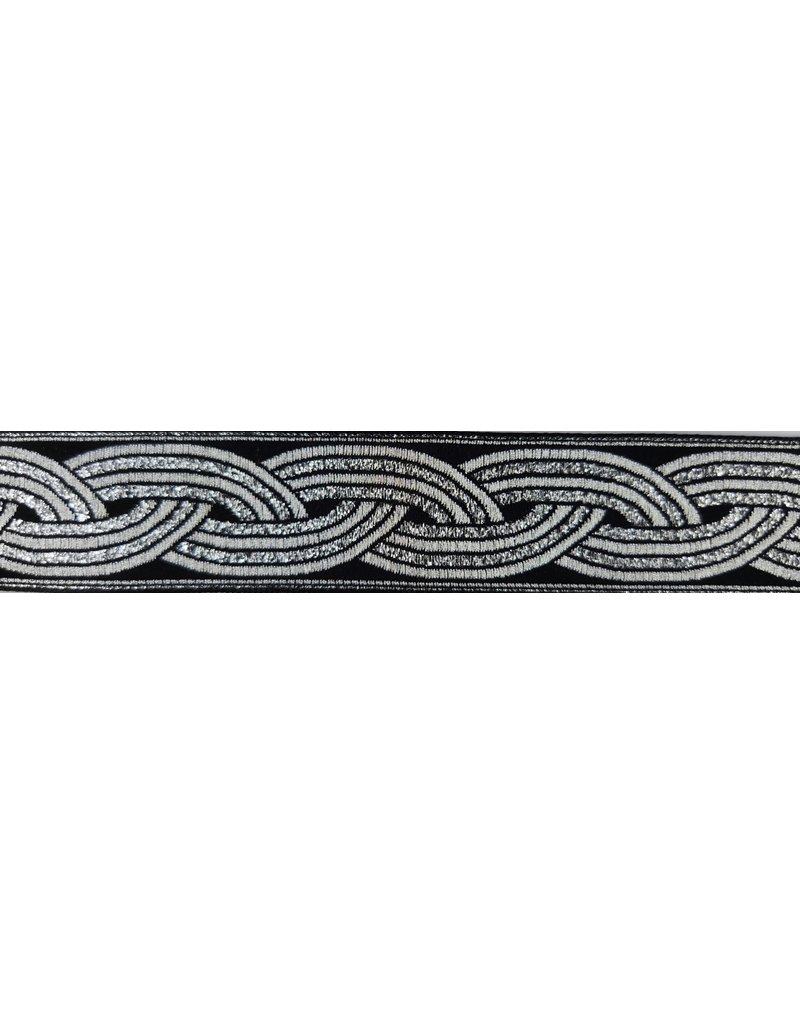 Cloakmakers.com Braid Trim, Silver on Black - Small