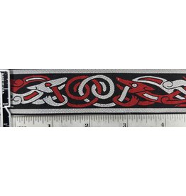 Cloak and Dagger Creations Celtic Beasties Trim, Red/Grey on Black - Narrow