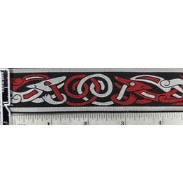 Cloakmakers.com Celtic Beasties Trim, Red/Grey on Black - Narrow