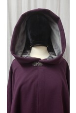 Cloakmakers.com 4836 - Plum Purple Shaped Shoulder Wool Ruana, w/Pockets, Grey Hood Lining