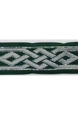 Cloakmakers.com Mongolian Celtic Knot Trim, Silver/Grey on Green
