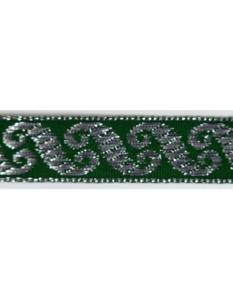 Cloakmakers.com Scrollwork, Narrow Trim, Silver/Green