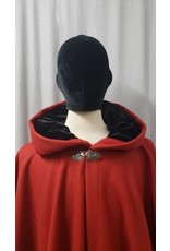 Cloakmakers.com 4843 - Extra Long Madder Red Wool Winter Cloak, Black Hood Lining
