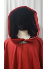 Cloakmakers.com 4843 - Extra Long Madder Red Wool Winter Cloak, Black Hood Lining