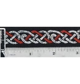 Cloakmakers.com Celtic Knot Trim, Red/Silver on Black - DISCONTINUED