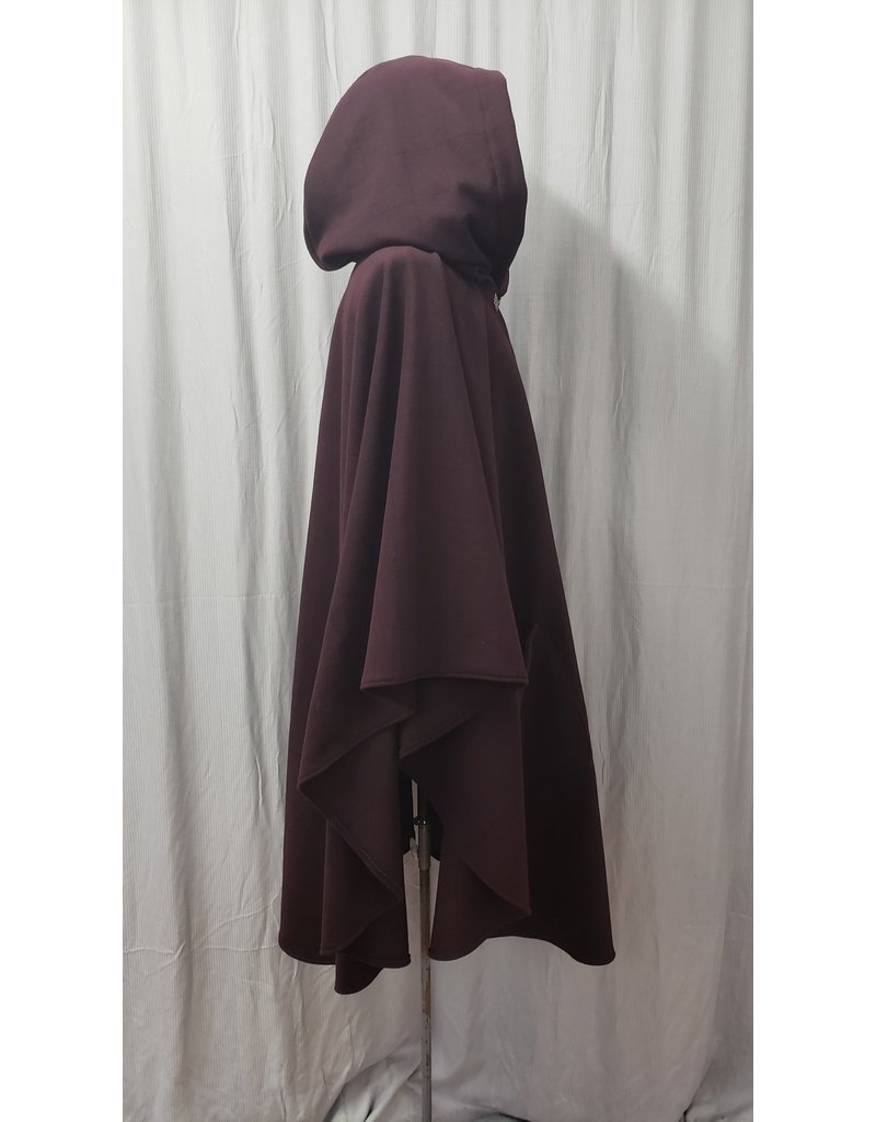 Cloakmakers.com 4849 - Dark Burgundy Windowpane Wool Ruana w/External Pockets