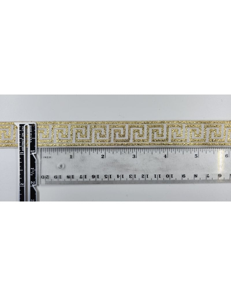 Cloakmakers.com Greek Key Trim, Gold/White - Narrow