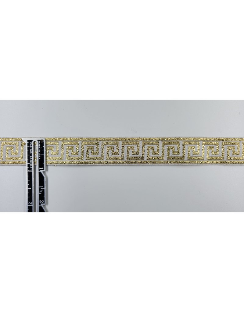 Cloakmakers.com Greek Key Trim, Gold/White - Narrow