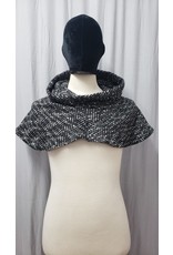 Cloakmakers.com H361 - Black and White Boucle Herringbone Hooded Cowl