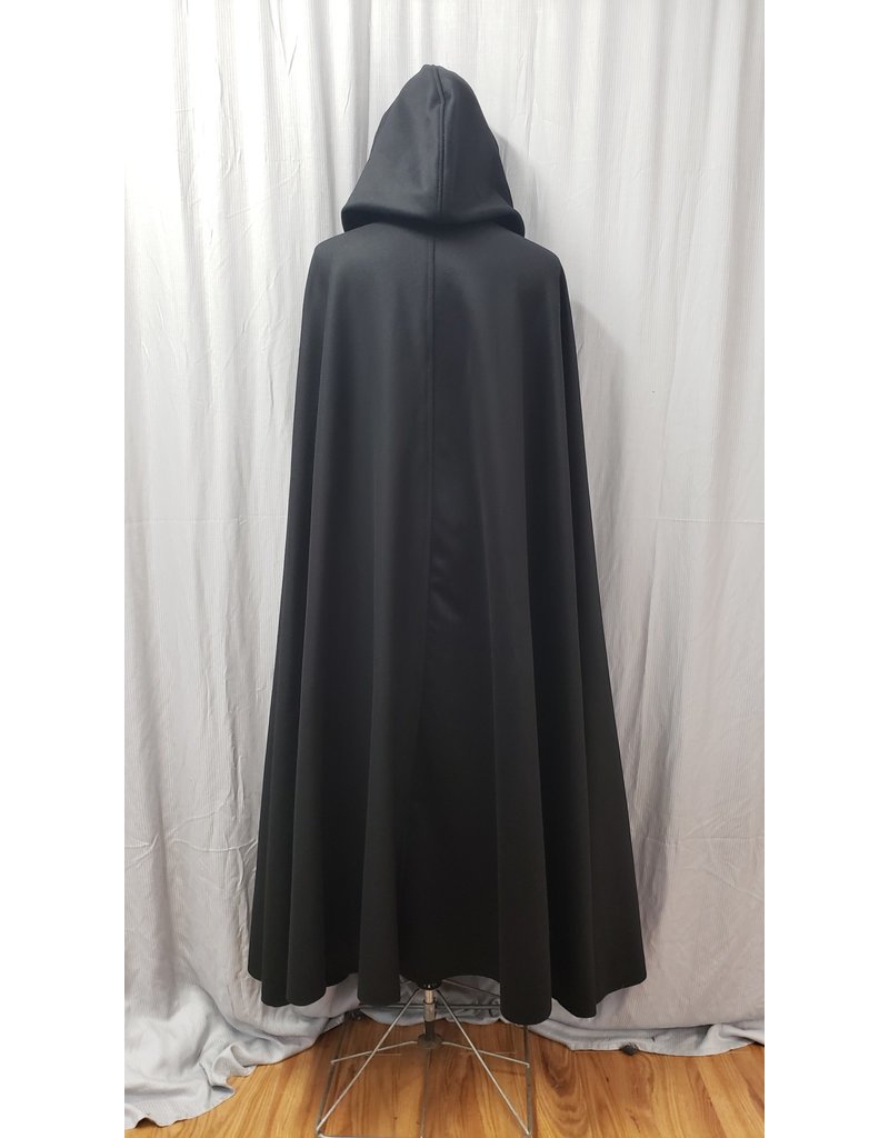 Cloakmakers.com 4853 - Long Black Wool Cloak, Grey Hood Lining