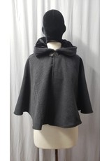 Cloakmakers.com 4858 - Short Dark Grey Woolen Cloak, Black Hood Lining