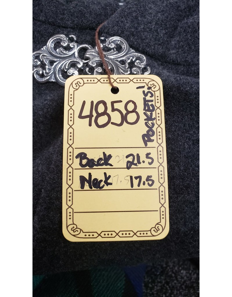 Cloakmakers.com 4858 - Short Dark Grey Woolen Cloak, Black Hood Lining