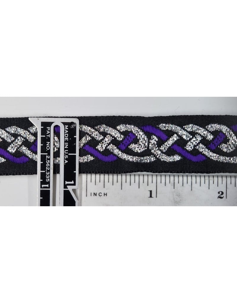 Cloakmakers.com Celtic Knot Trim, Purple/Silver on Black - DISCONTINUED