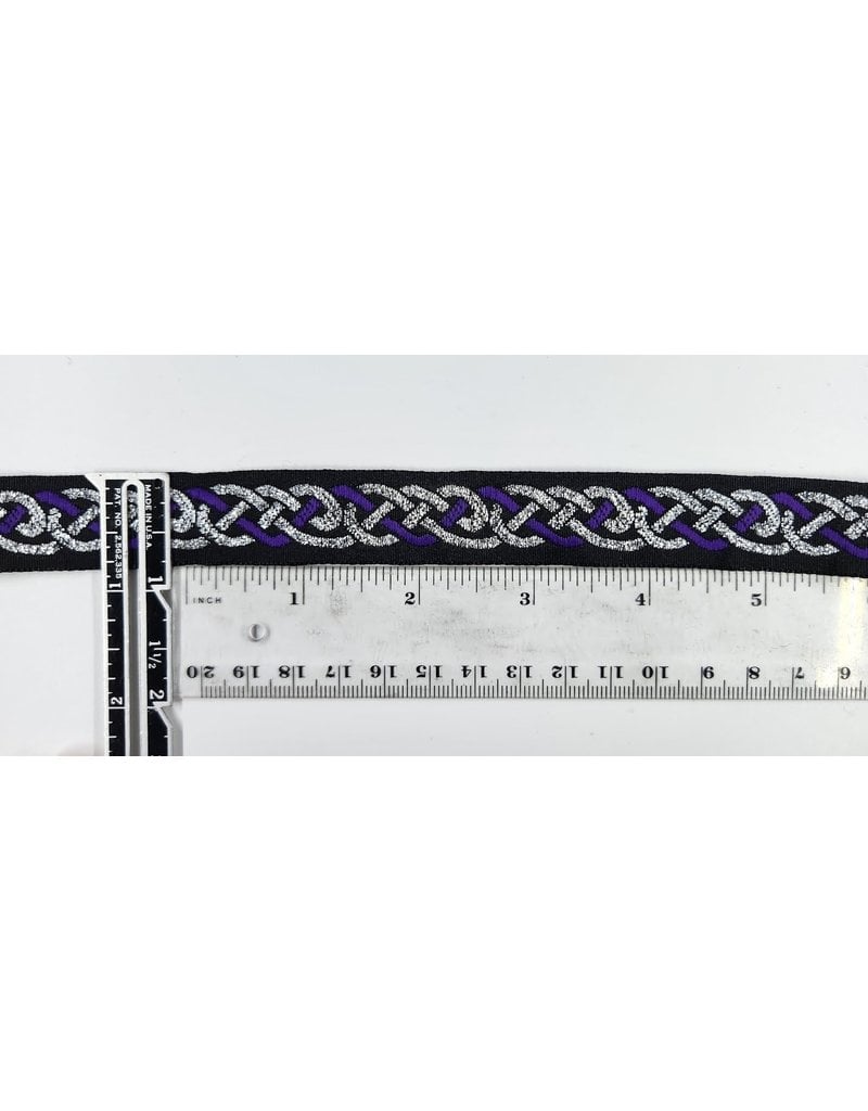 Cloakmakers.com Celtic Knot Trim, Purple/Silver on Black - DISCONTINUED