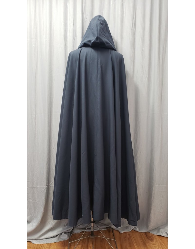 Cloakmakers.com 4861 - Long Steel Grey Washable Wool Cloak, Grey Hood Lining
