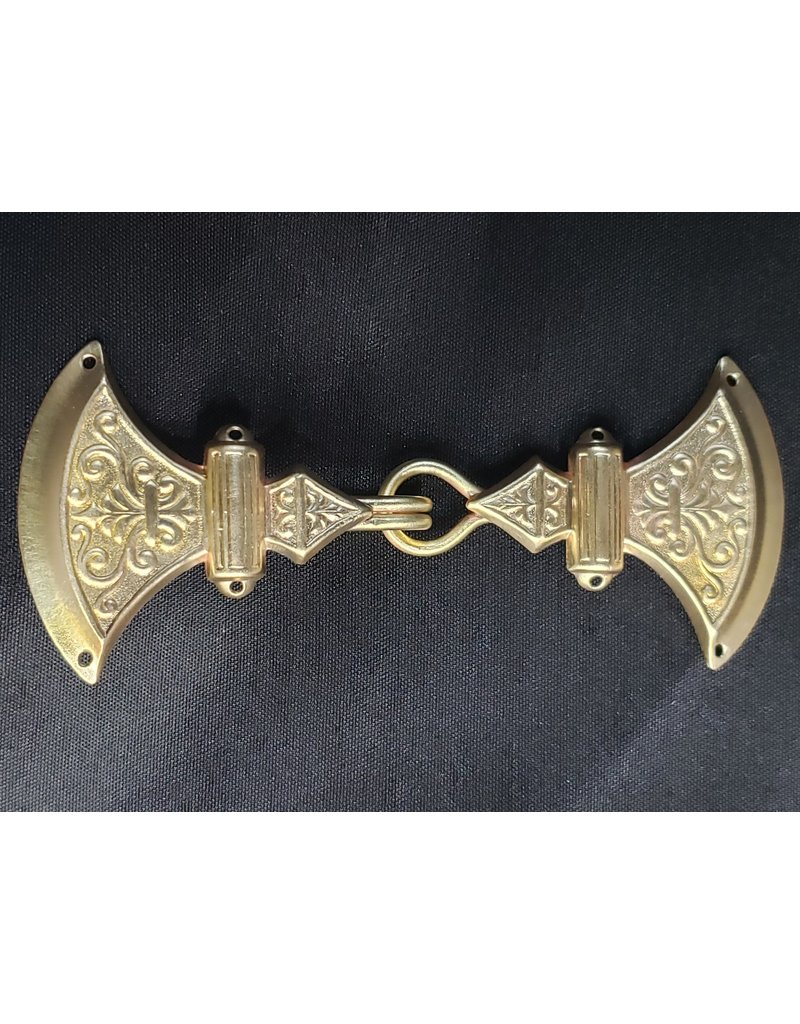 Cloakmakers.com Battle Axes Cloak Clasp -Raw Jewelers Brass