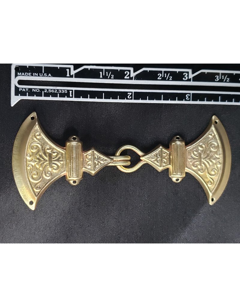 Cloakmakers.com Battle Axes Cloak Clasp -Raw Jewelers Brass