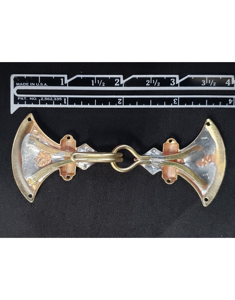 Cloakmakers.com Battle Axes Cloak Clasp -Raw Jewelers Brass