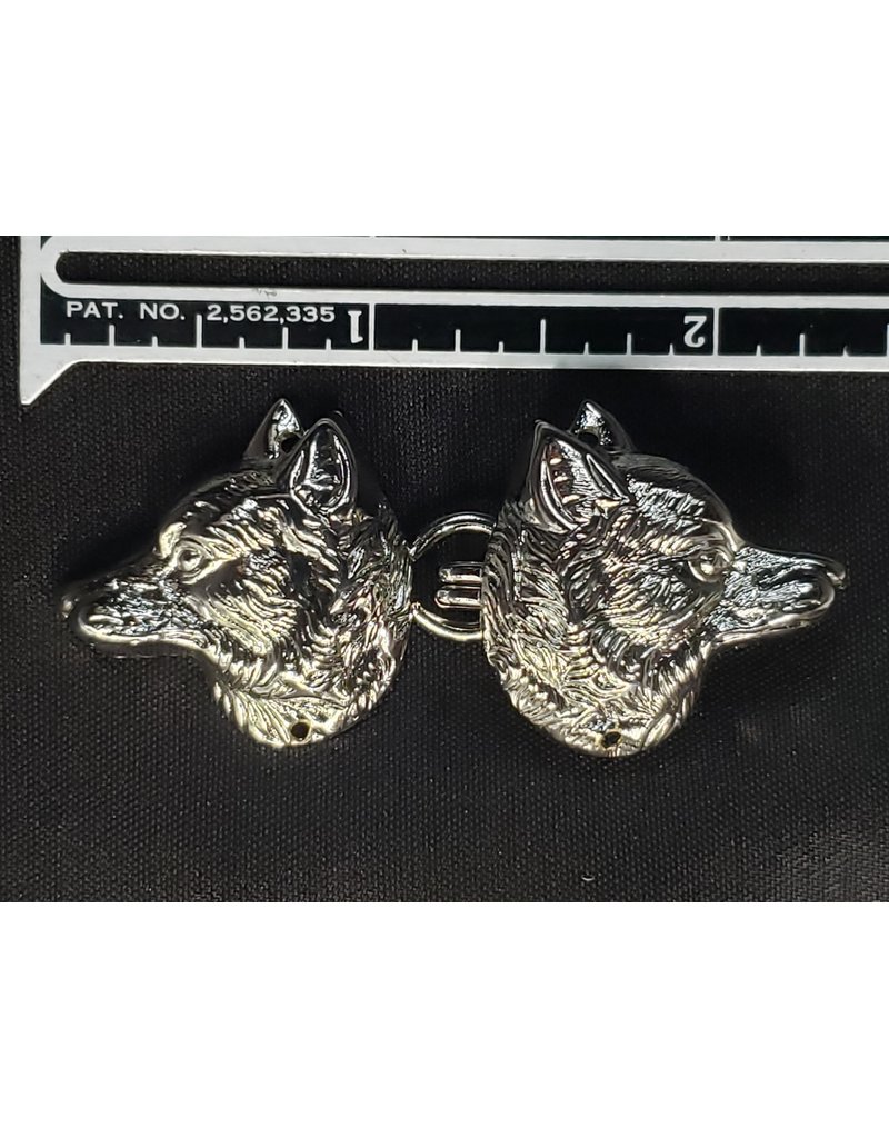 Wolf Heads with Hook & Eye Cloak Clasp - Silver Tone Plated - Cloak &  Dagger Creations