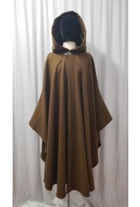 Cloak and Dagger Creations 4867 - Medium Brown Shaped Shoulder Wool Ruana, Olive Green Hood Lining