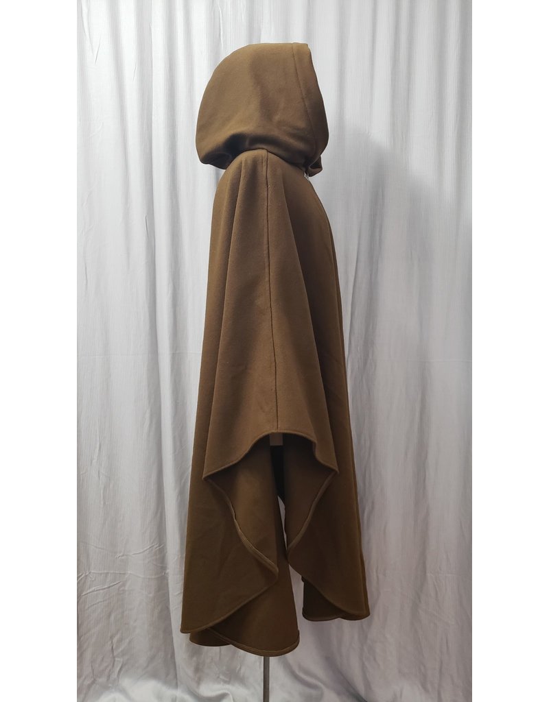 Cloak and Dagger Creations 4867 - Medium Brown Shaped Shoulder Wool Ruana, Olive Green Hood Lining