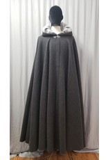 Cloak and Dagger Creations 4868 - Long Charcoal Grey Cloak, Silver Hood Lining