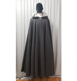 Cloakmakers.com 4868 - Long Charcoal Grey Cloak, Pale Grey  Hood Lining