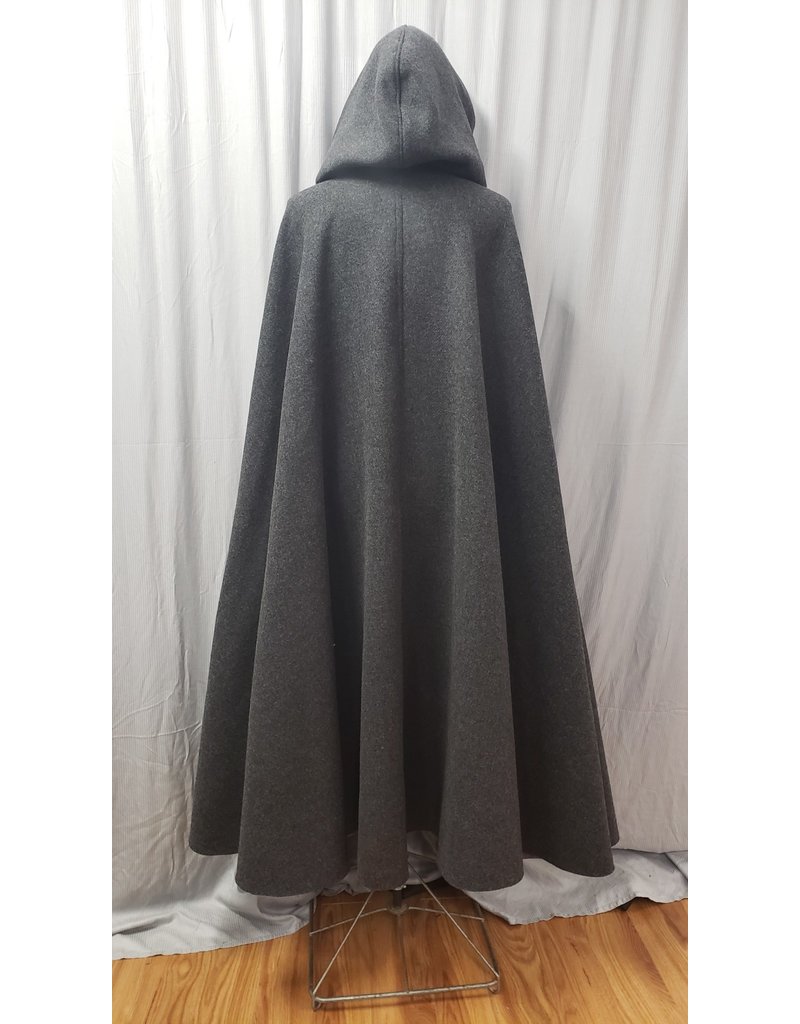 Cloakmakers.com 4868 - Long Charcoal Grey Cloak, Pale Grey Hood Lining