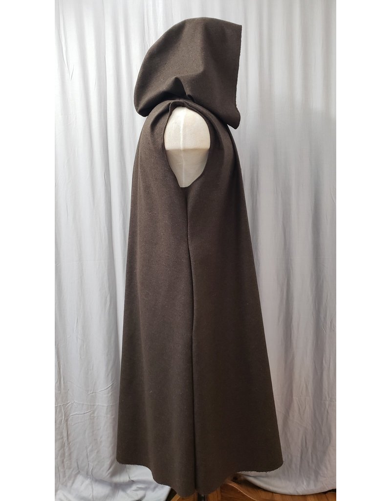 Cloak and Dagger Creations J786 - Long Brown Wool Hooded Vest w/Pockets