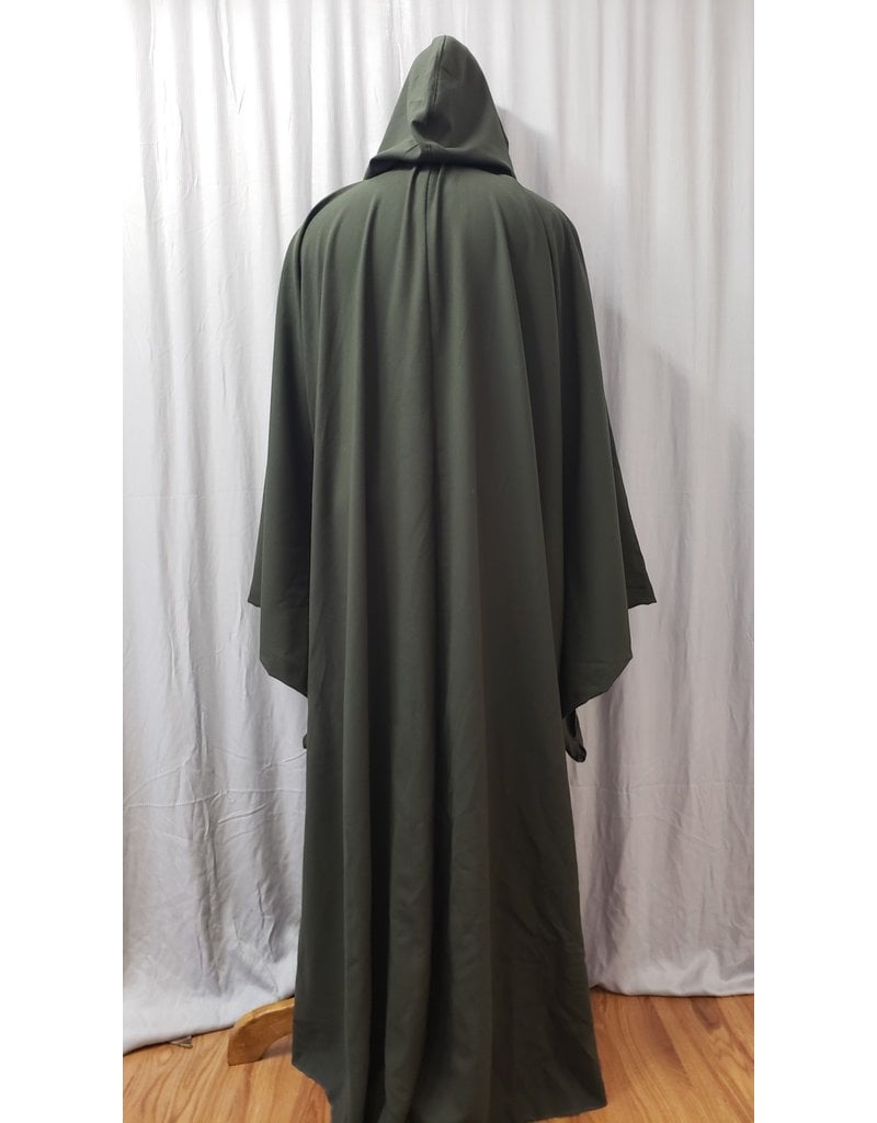 R516 - Dark Green Washable Wool Robe w/Pockets, Extra Long