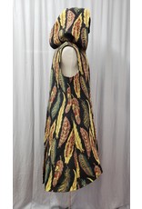 Cloakmakers.com J787 - Feather Tapestry Long Vest w/Pockets, Red Hood Lining