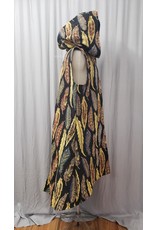 Cloakmakers.com J788 - Feather Tapestry Long Vest w/Pockets, Black Hood Lining