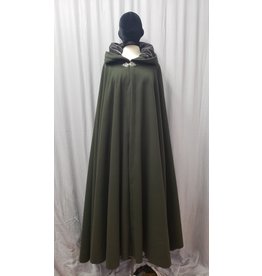 Cloakmakers.com 4876 - Dusty Forest Green Wool Cloak, Dark Grey Hood Lining