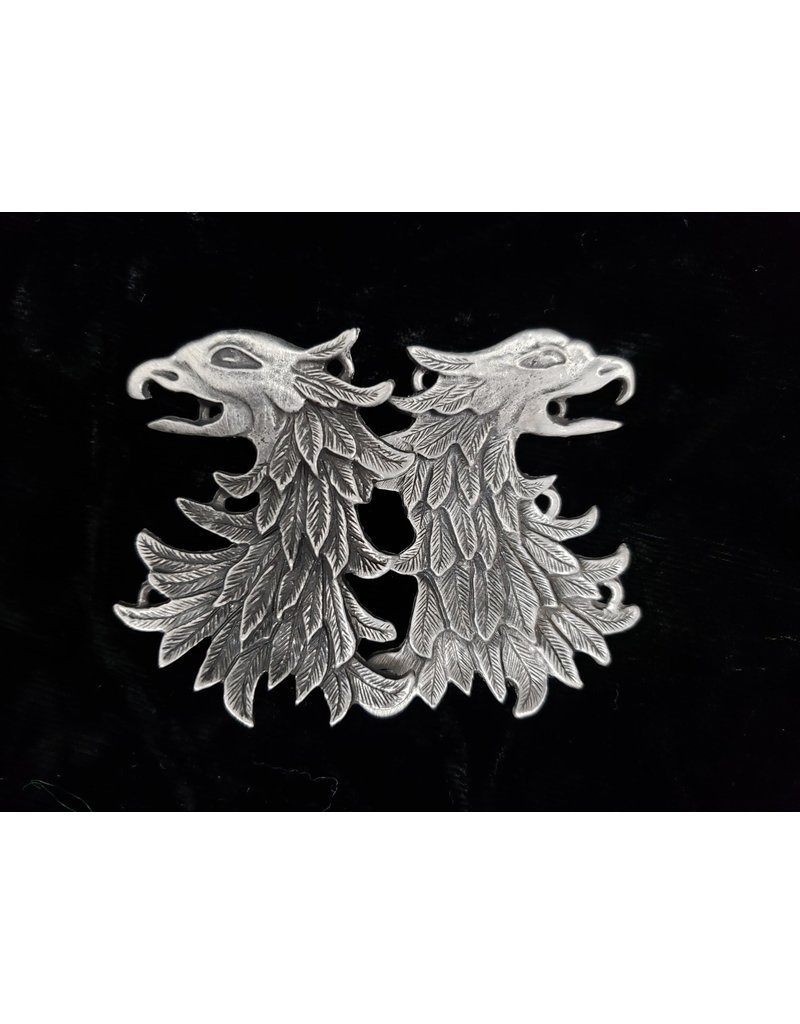 Cloakmakers.com Griffon Head / Double Eagle Cloak Clasp - Pewter