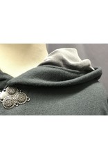 Cloakmakers.com 4702 - Long Steel Grey Woolen Full Circle Cloak, Silver Hood Lining, Pewter Clasp
