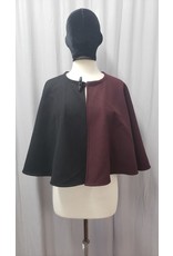 Cloakmakers.com 4886 - Burgundy and Black Particolor Wool Capelet w/Pockets
