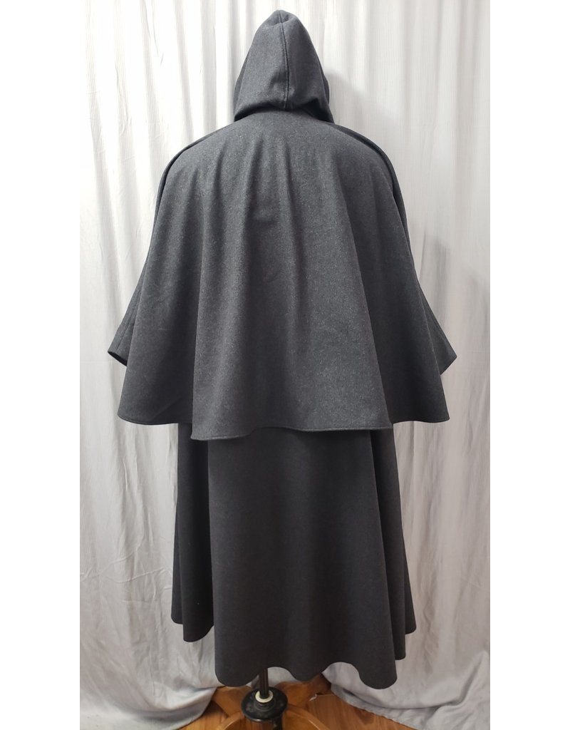 Cloakmakers.com 4894 - Charcoal Grey Inverness Cloak, 6 Pockets, Midnight Blue Hood Lining