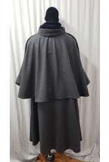 Cloakmakers.com 4894 - Charcoal Grey Inverness Cloak, 6 Pockets, Midnight Blue Hood Lining