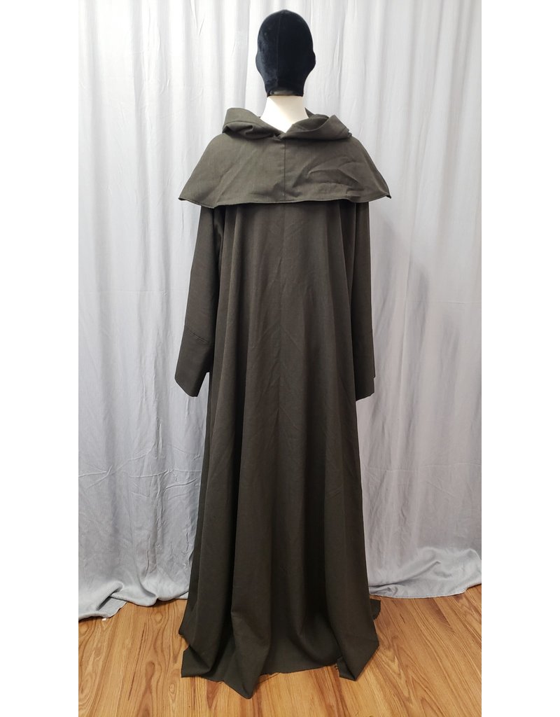 Cloakmakers.com R519 - Variegated Brown & Green Closed Front Robe w/Detached Hood