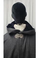 Cloakmakers.com 4894 - Charcoal Grey Inverness Cloak, 6 Pockets, Midnight Blue Hood Lining