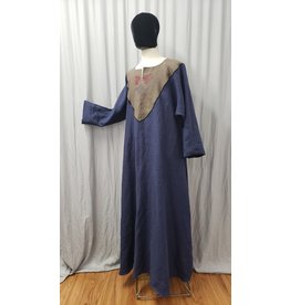 Cloakmakers.com G1138 - Navy Blue Linen Long Tunic,  w/ Wolf Embroidery