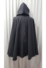 Cloakmakers.com 4895 - Short Charcoal Grey Woolen Cloak, Steel Grey Hood Lining