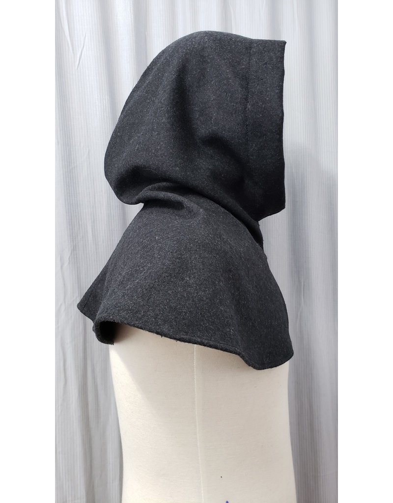 Cloakmakers.com H370 - Charcoal Grey Wool Blend Hooded Cowl