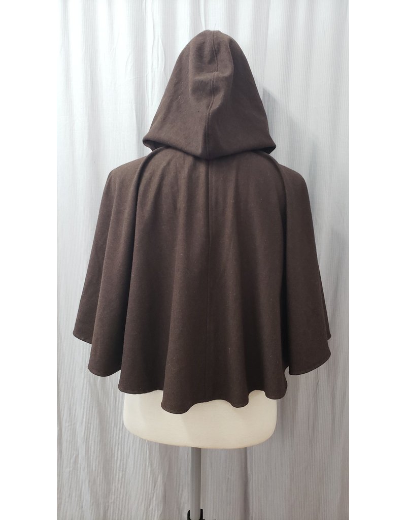 Cloakmakers.com 4897 - Short Brown Wool Hooded Cloak w/ Pockets, Unlined Hood